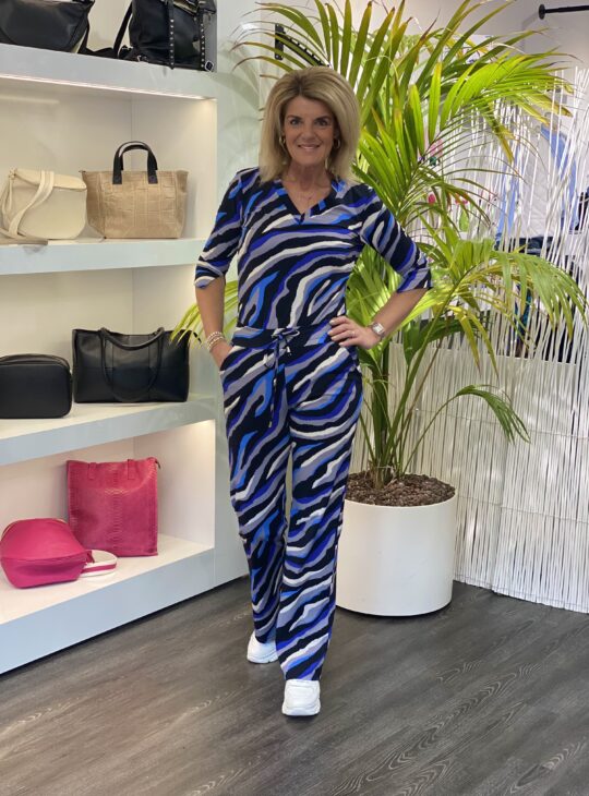Mi Piace Travelbroek Loose Fit blue grey zebra 202089