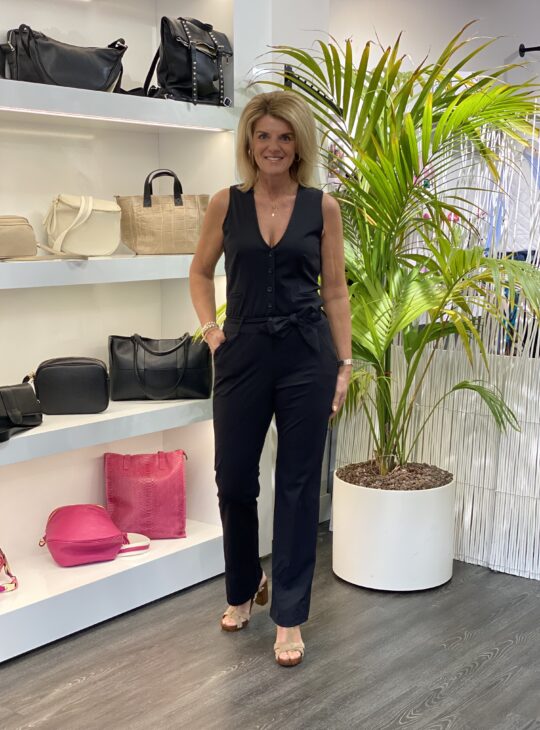 Stella Moretti/Angelle Milan Travelstof Jumpsuit 1980 zwart