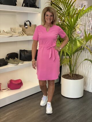 Mi Piace Travelstof Tuniek jurk met Tailleband barbie roze 202245