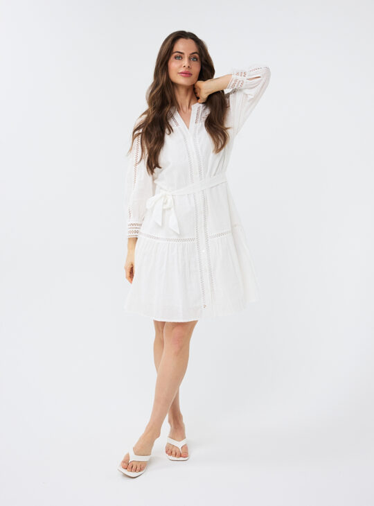 Esqualo Jurk Plumetis Lace Embroidery wit HS24.14230
