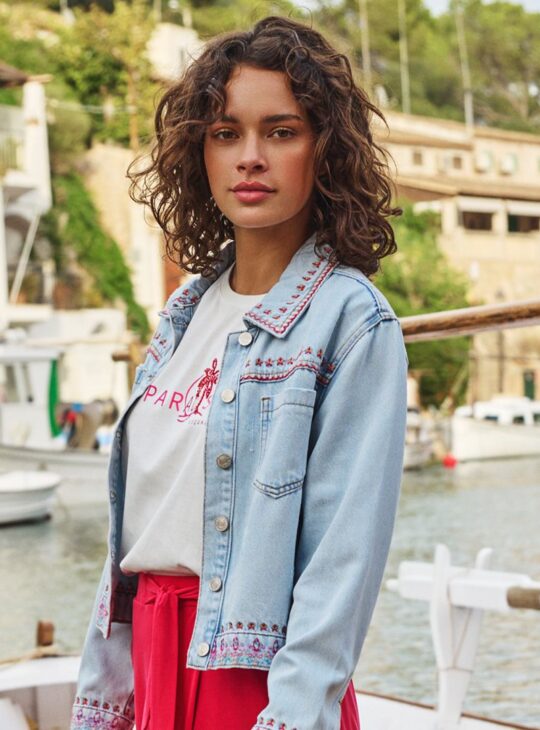 Esqualo Jacket Jeans Embroidery light blue