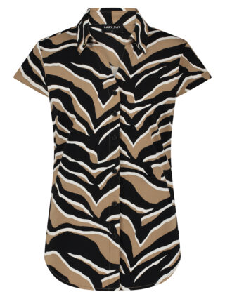 Lady Day Travelstof Suzy Blouse zebra print camel