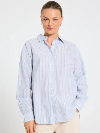 Freequent Feline Blouse striped with rhinestones