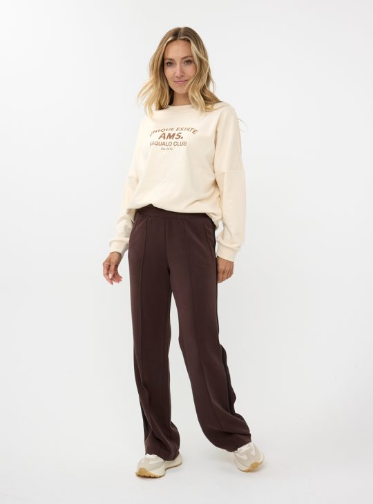 Esqualo Broek Lurex Tape Modal chocolate bruin f24.05507