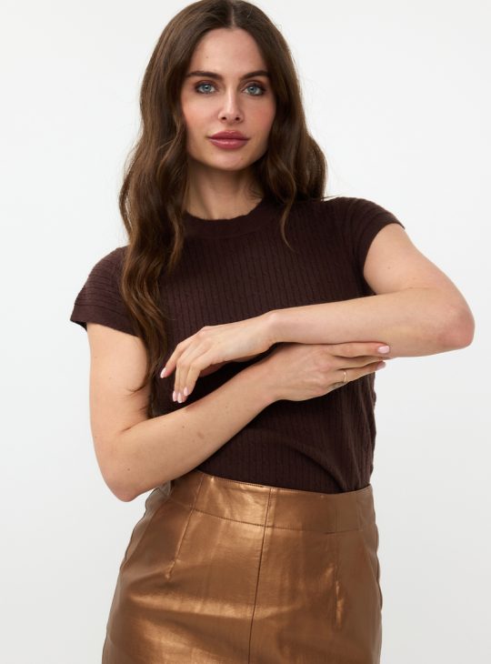 Esqualo S-Sleeve Sweater Elastic Waist chocolate bruin f24.07505