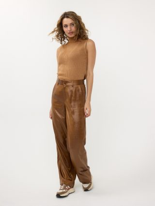 Esqualo Broek Metallic brandy bruin f24.10557