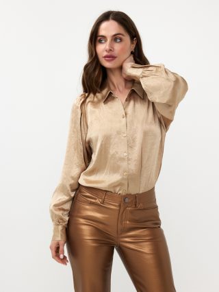 Esqualo Blouse Bow Crushed Satin goud/light sand F24.15501