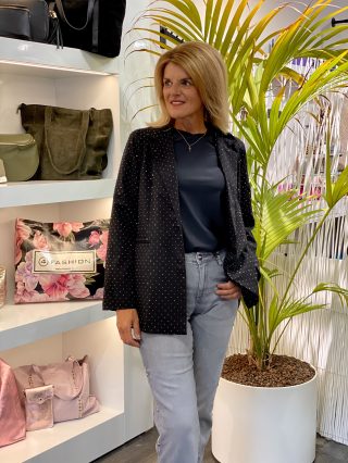 Azzurro Blazer met Glitter Steentjes 6162 zwart