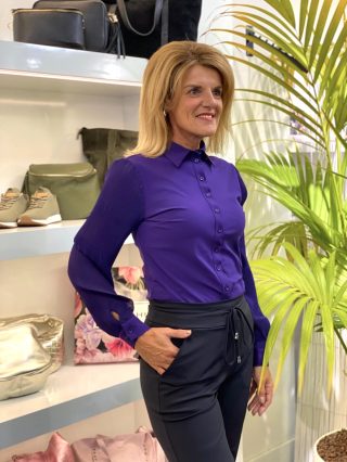 Mi Piace Travelstof Blouse Plisse Mouw aubergine 202258