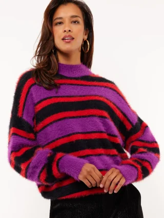 Fluresk Samla Knit Sweater grape purple/zwart