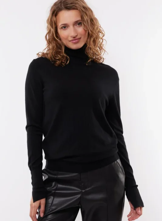 C&S Daye Knit col trui zwart