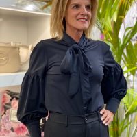 Azzurro Travelstof Blouse 93170 zwart