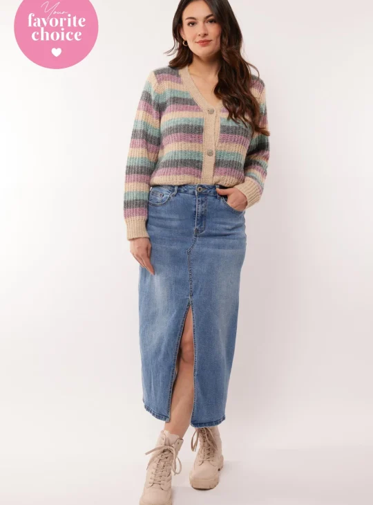 C&S Coco Spijker Rok denim mid blue