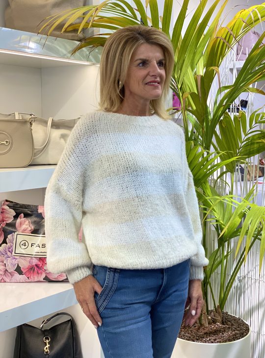 Tan Gebreide Trui zand offwhite