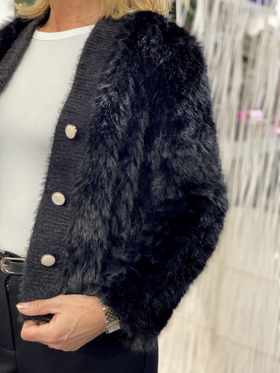 Faux Fur Jasje zwart - Afbeelding 3