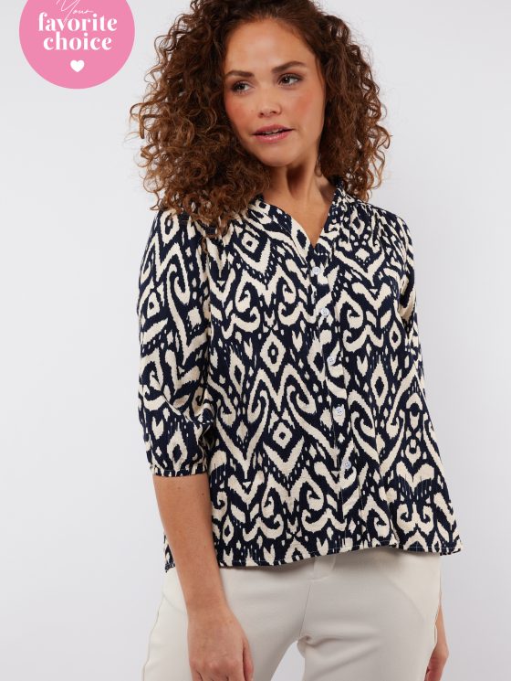 C&S Emelia Blouse zand/donkerblauw