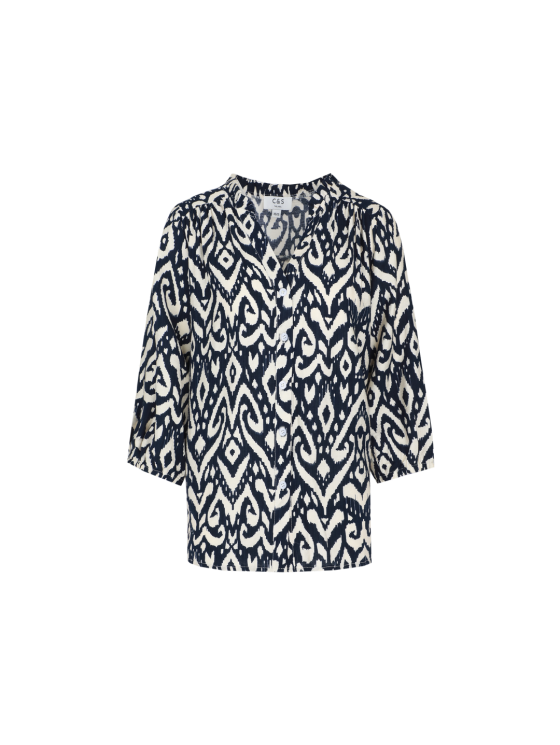 C&S Emelia Blouse zand/donkerblauw - Image 4