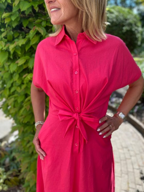 Azzurro Doorknoopjurk Korte Mouw 95156 rood - Afbeelding 3