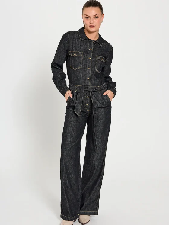 Freequent Lisea Jumpsuit black denim - Afbeelding 3