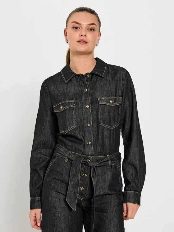 Freequent Lisea Jumpsuit black denim - Afbeelding 4