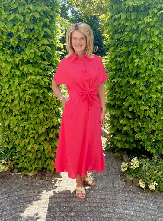 Azzurro Doorknoopjurk Korte Mouw 95156 rood