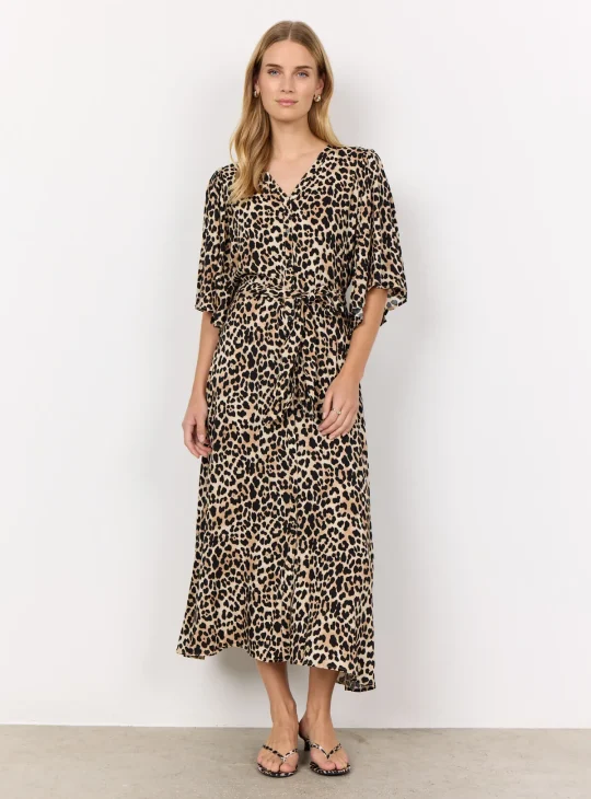 SoyaConcept Pietta 4 Lange animal  Jurk luipaard