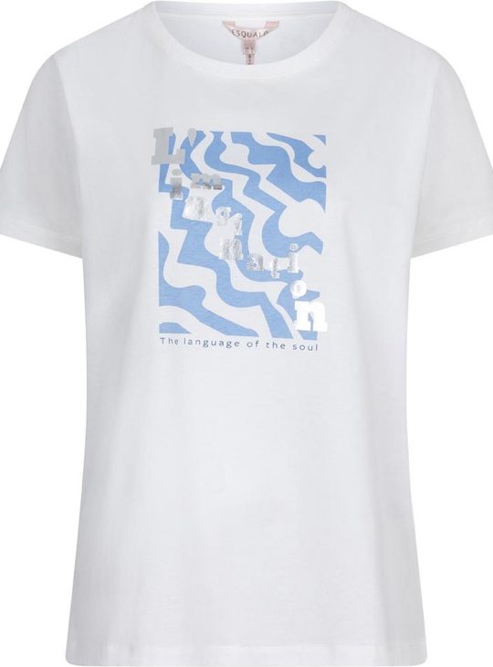Esqualo T-shirt Foil Print SP25.05015 off white blue