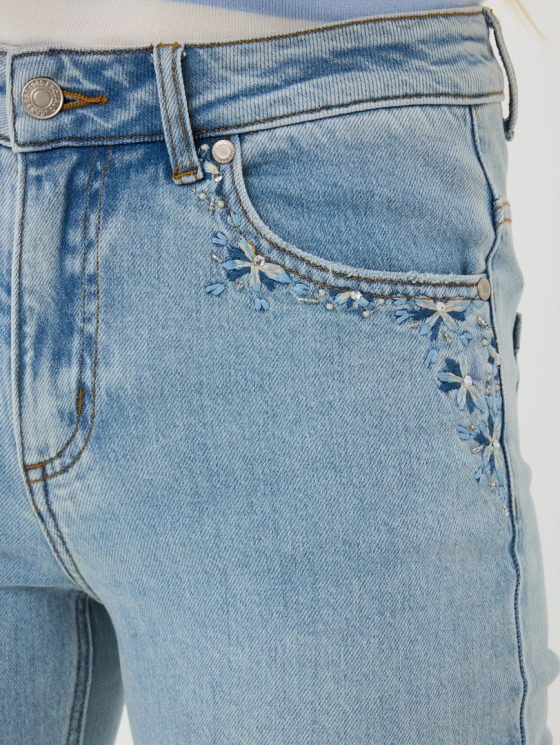 Esqualo Embroidery Jeans Broek denim blauw SP25.12009 - Afbeelding 3