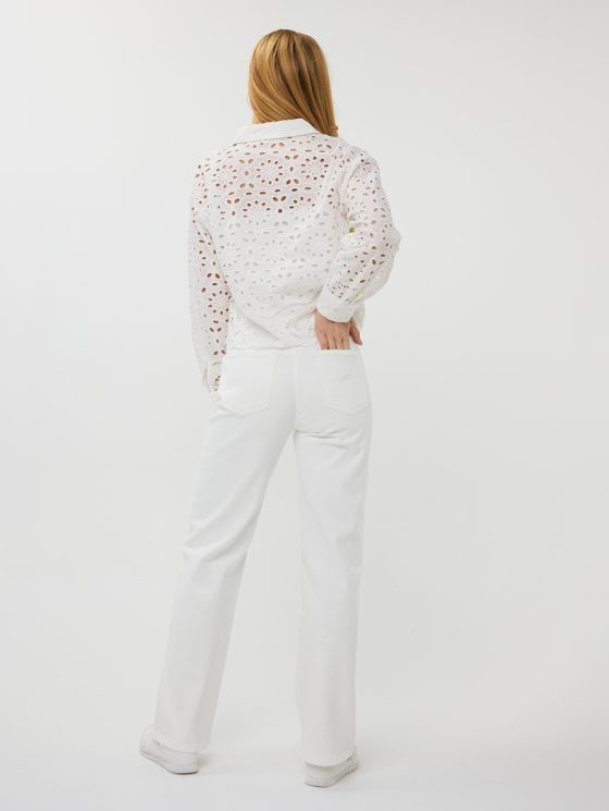 Esqualo Blouse Broidery Anglaise off white SP25.28000 - Afbeelding 5