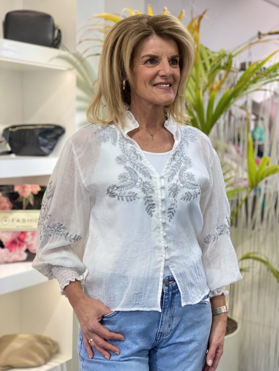 Fashion Blouse met V-hals offwhite