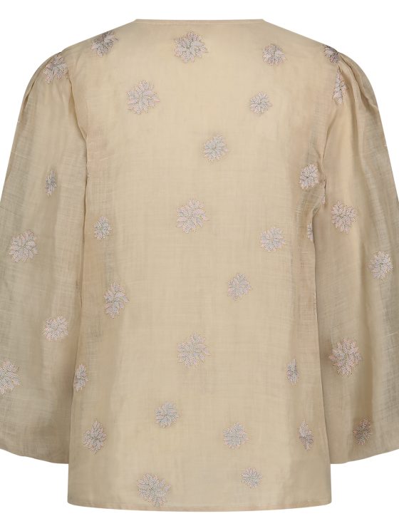 Nukus Kaoutar Blouse Embroidery sand - Afbeelding 3