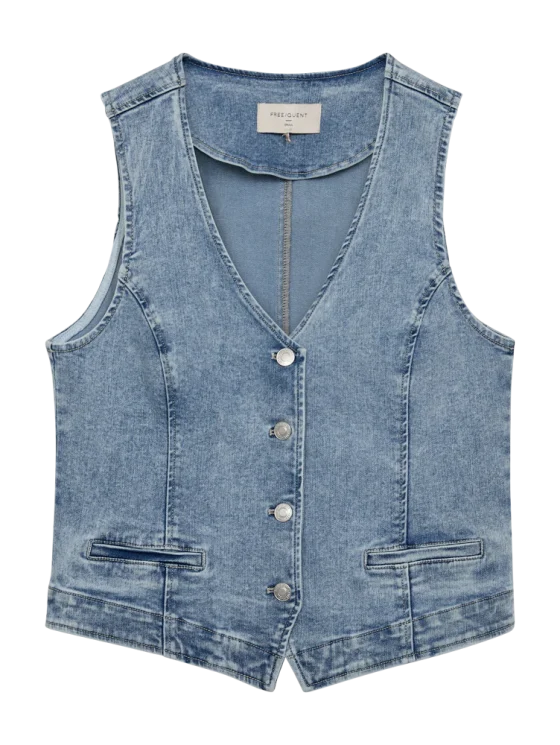Freequent Halsey Gilet light blue denim - Afbeelding 6