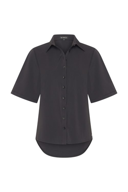 Mi Piace Travelstof Blouse Korte Mouw zwart 202502