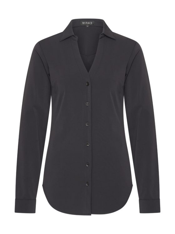 Mi Piace Travelstof Blouse V-hals zwart 202509