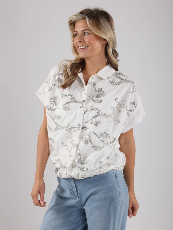 Nukus Catalina Blouse Paillet off white - Afbeelding 3