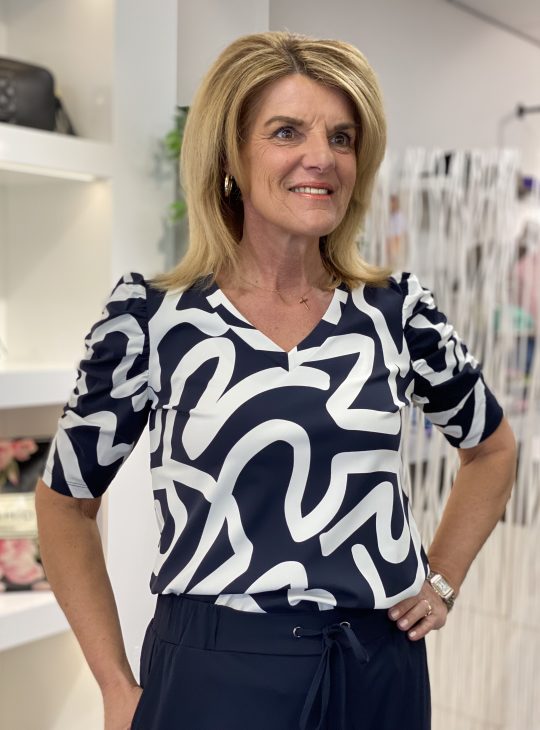 Lady Day Tigger Travelstof Top keith blue print