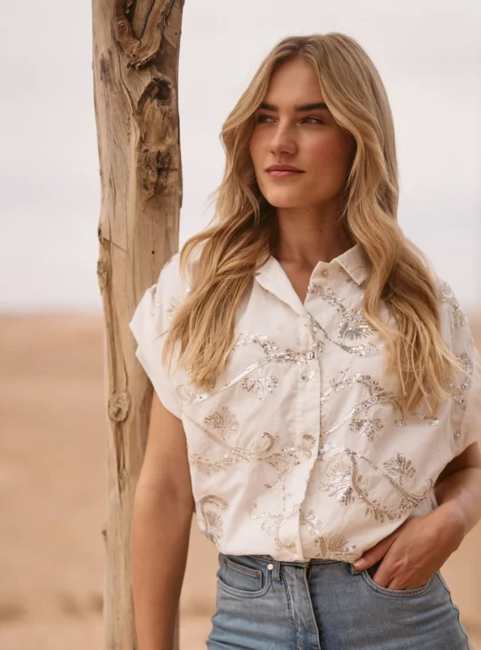 Nukus Catalina Blouse Paillet off white