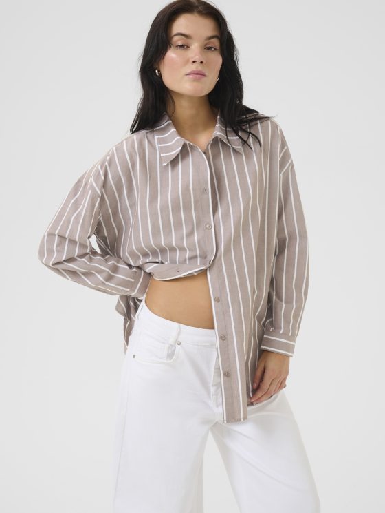 My Essential Wardrobe KionaMW Boxy Shirt walnut striped