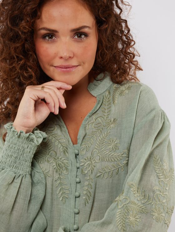 C&S Nancay Blouse jade green - Afbeelding 3