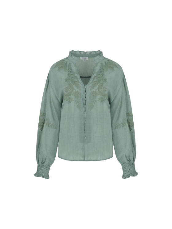 C&S Nancay Blouse jade green - Afbeelding 5