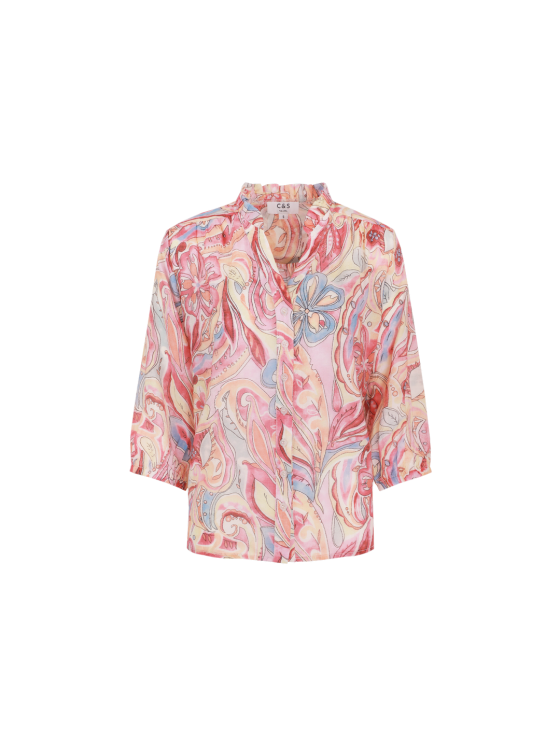 C&S Gerona Blouse ballet pink / jade green - Afbeelding 4