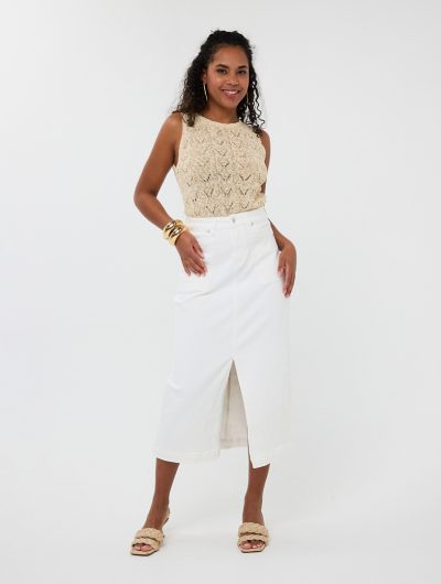 Esqualo Maxi Denim Rok Split HS25.12211 off white