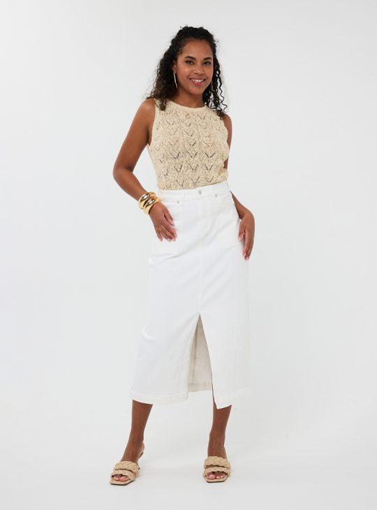 Esqualo Maxi Denim Rok Split HS25.12211 off white