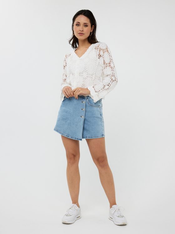 Esqualo Crochet Vest HS25.18204 off white - Afbeelding 2
