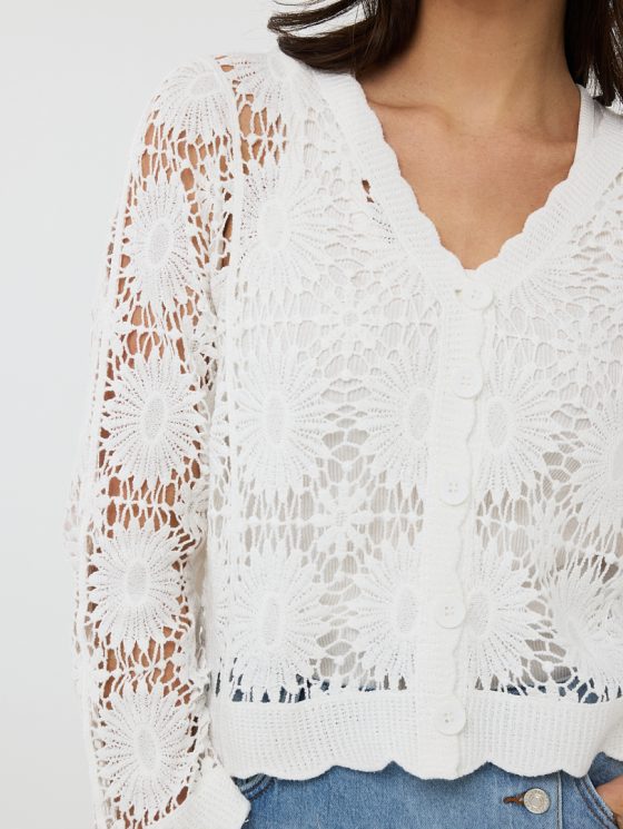 Esqualo Crochet Vest HS25.18204 off white - Afbeelding 3