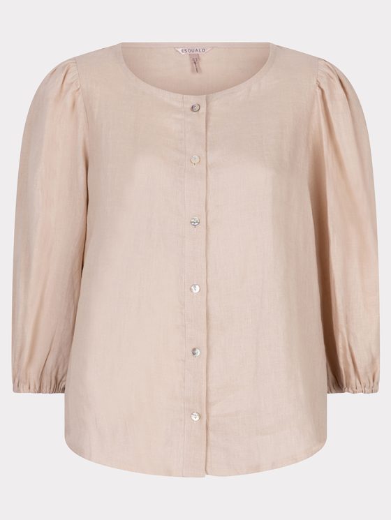 Esqualo Blouse R-neck Linen HS25.28221 zand - Afbeelding 5