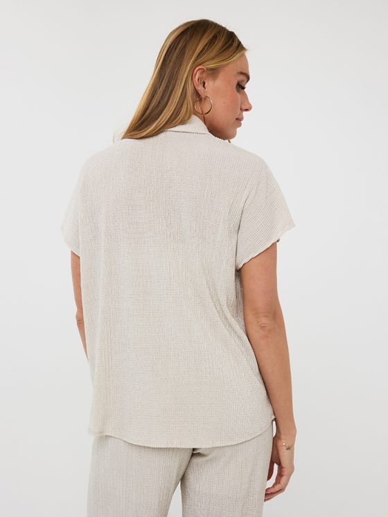 Esqualo Blouse Plisse Glitter HS25.30212 champagne - Afbeelding 4