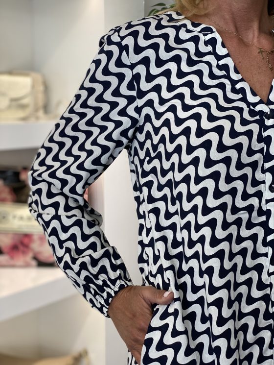 Freequent Adney Jurk star offwhite w. navy - Afbeelding 4