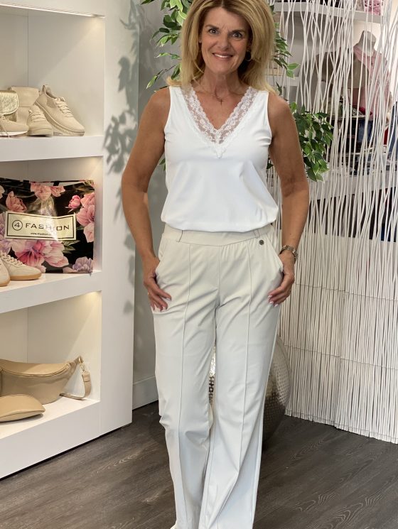 Triple Nine Travelstof Mouwloze Top 6913 off white - Afbeelding 2