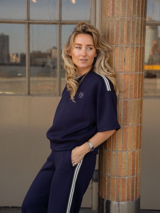 Nukus Lotte Scuba Pullover Tape donkerblauw